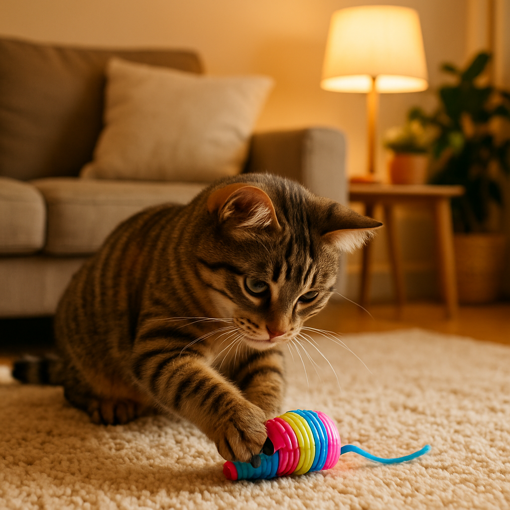 A playful cat with a toy